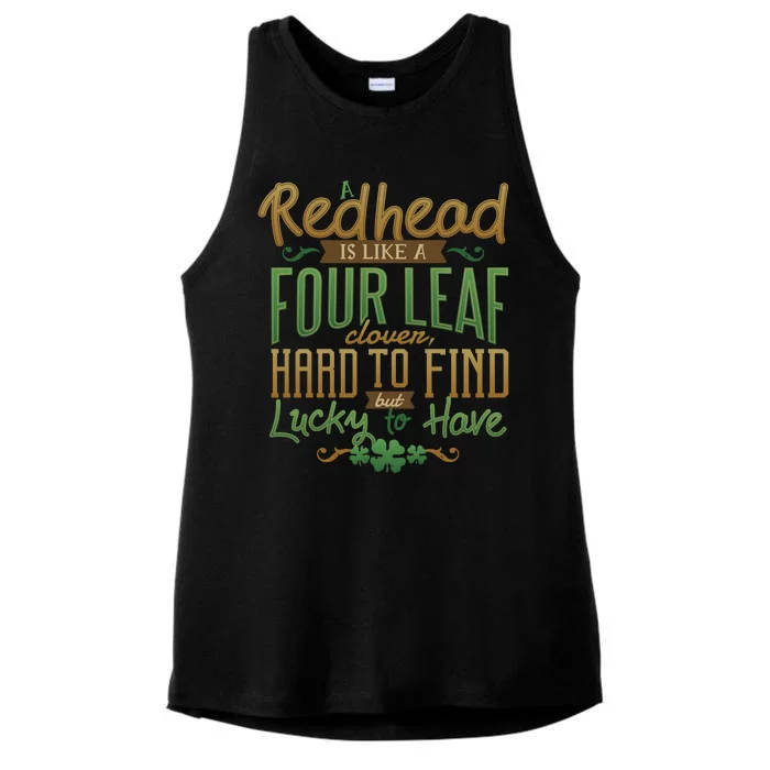 Lucky Redhead Four Leaf Clover Ladies Tri-Blend Wicking Tank