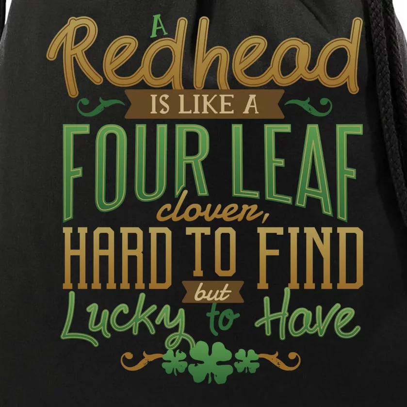 Lucky Redhead Four Leaf Clover Drawstring Bag