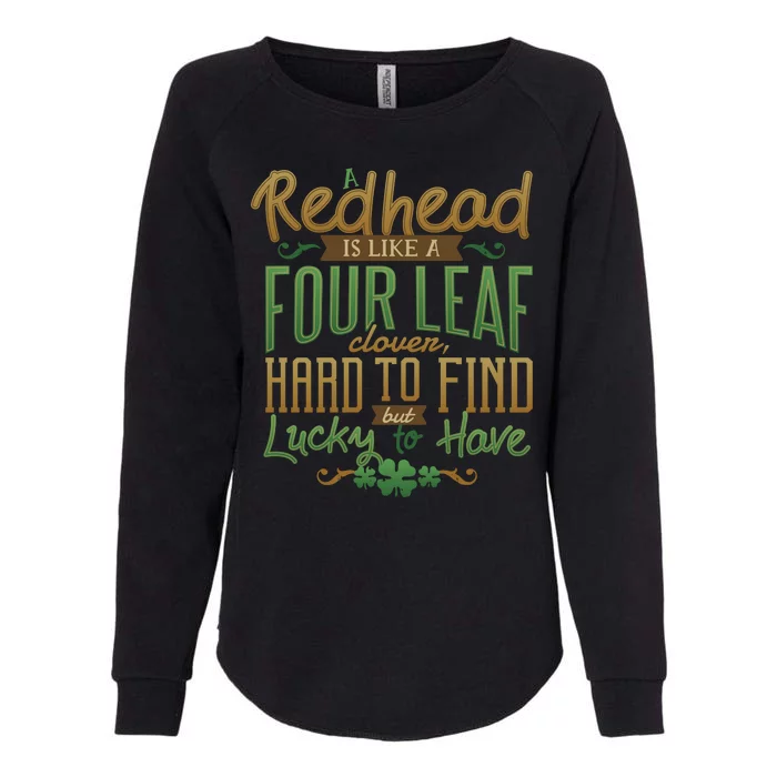 Lucky Redhead Four Leaf Clover Womens California Wash Sweatshirt