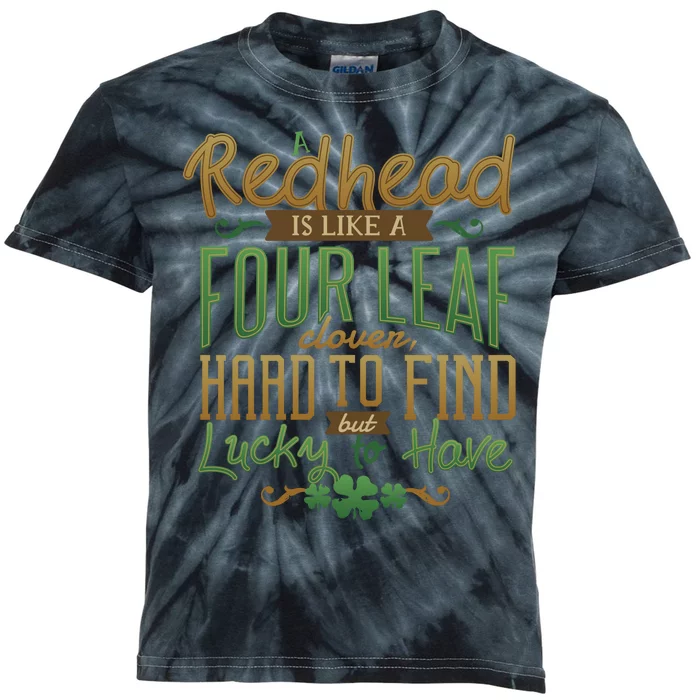 Lucky Redhead Four Leaf Clover Kids Tie-Dye T-Shirt