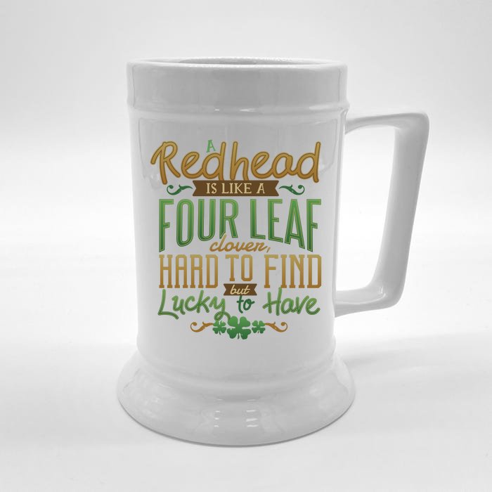 Lucky Redhead Four Leaf Clover Front & Back Beer Stein