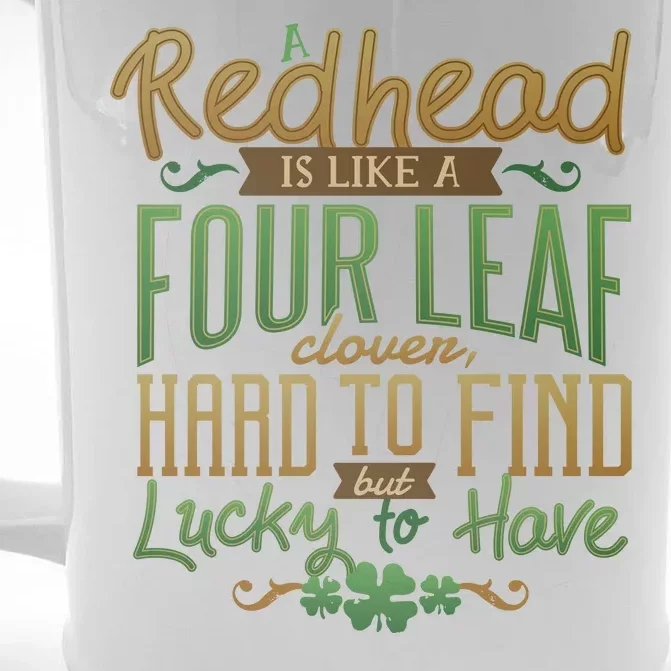 Lucky Redhead Four Leaf Clover Front & Back Beer Stein