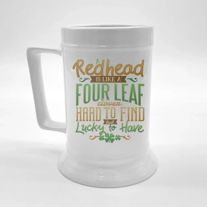 Lucky Redhead Four Leaf Clover Front & Back Beer Stein