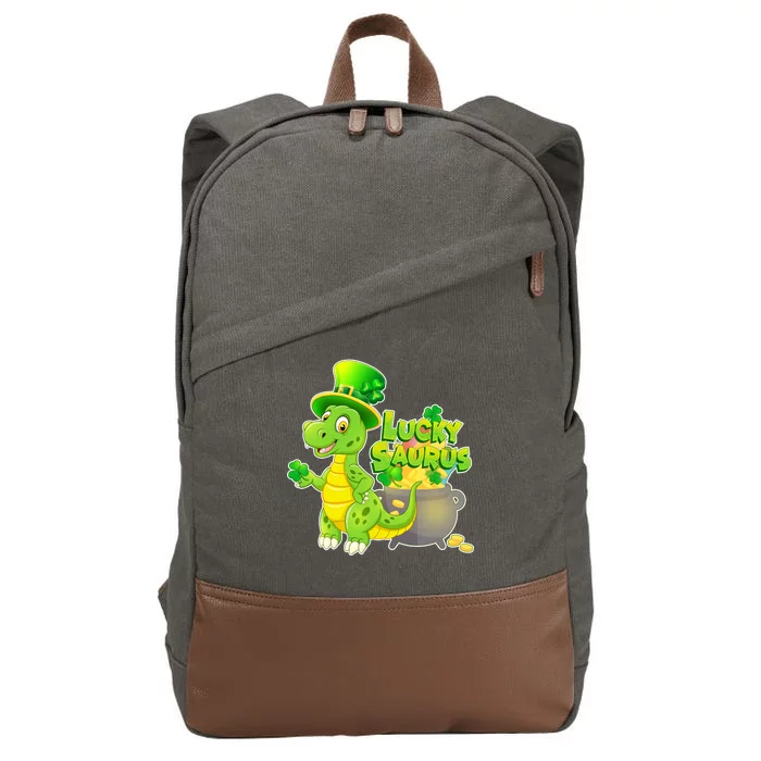 Lucky-Saurus St Patrick's Day Cotton Canvas Backpack