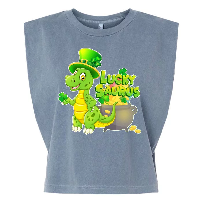 Lucky-Saurus St Patrick's Day Garment-Dyed Women's Muscle Tee