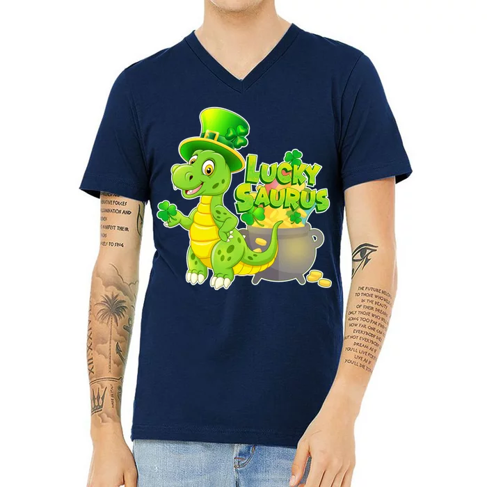 Lucky-Saurus St Patrick's Day V-Neck T-Shirt