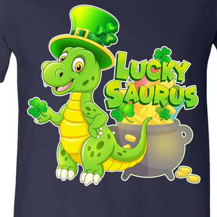 Lucky-Saurus St Patrick's Day V-Neck T-Shirt