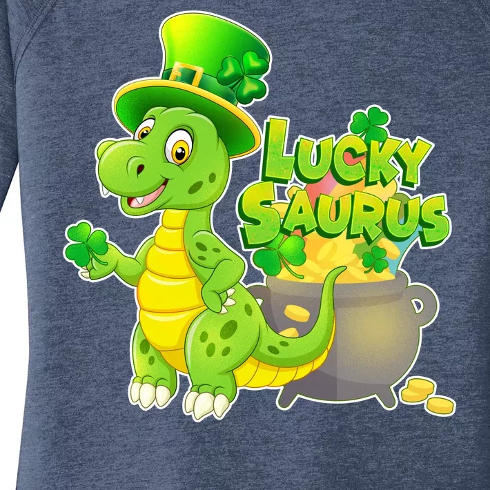 Lucky-Saurus St Patrick's Day Women's Perfect Tri Tunic Long Sleeve Shirt