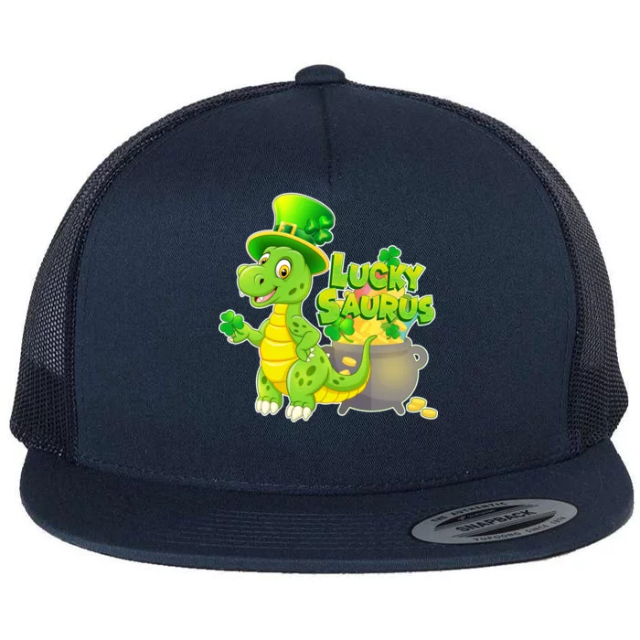 Lucky-Saurus St Patrick's Day Flat Bill Trucker Hat