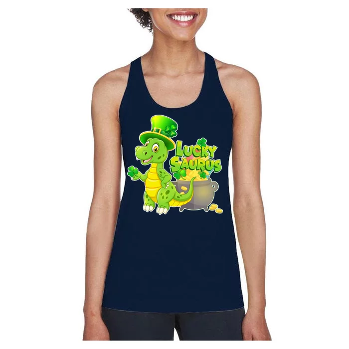 Lucky-Saurus St Patrick's Day Women's Racerback Tank