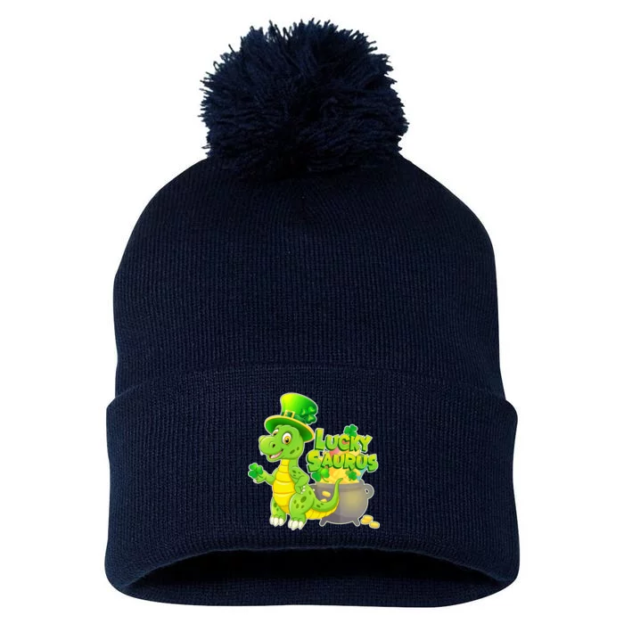 Lucky-Saurus St Patrick's Day Pom Pom 12in Knit Beanie