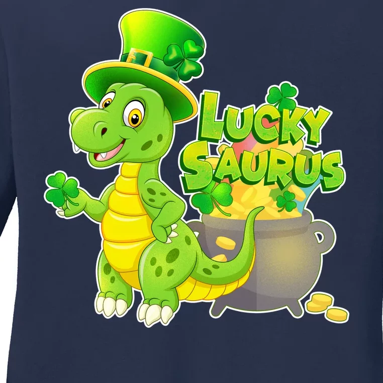 Lucky-Saurus St Patrick's Day Ladies Long Sleeve Shirt