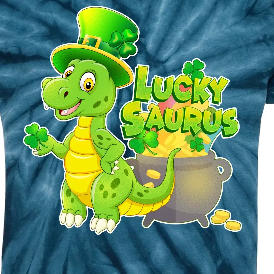 Lucky-Saurus St Patrick's Day Kids Tie-Dye T-Shirt