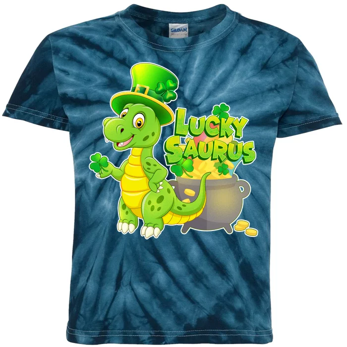 Lucky-Saurus St Patrick's Day Kids Tie-Dye T-Shirt