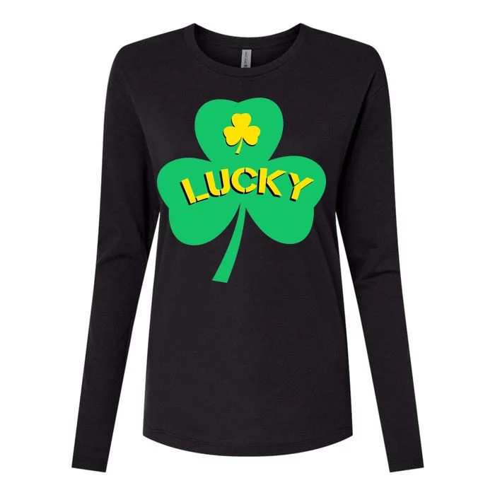 Lucky Shamrock St.Patrick's Day Womens Cotton Relaxed Long Sleeve T-Shirt