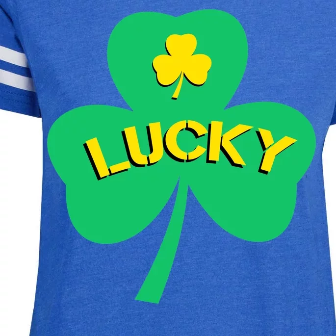 Lucky Shamrock St.Patrick's Day Enza Ladies Jersey Football T-Shirt