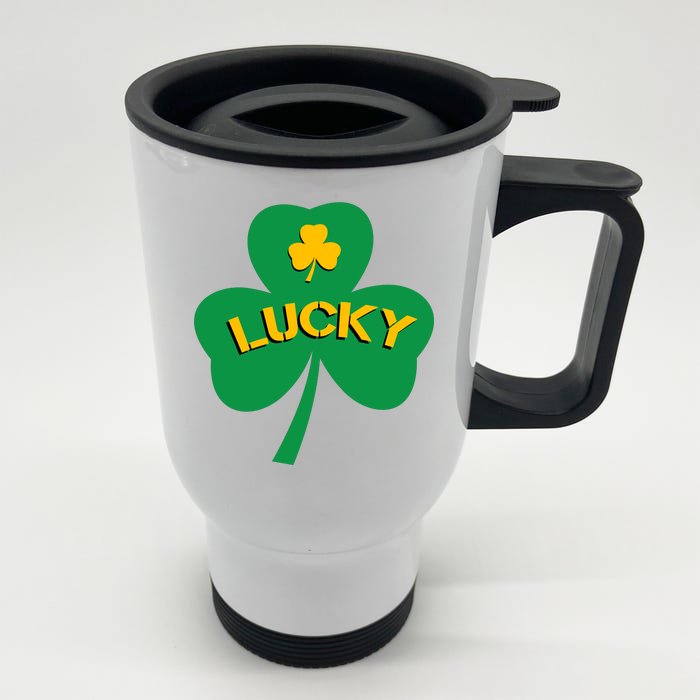 Lucky Shamrock St.Patrick's Day Front & Back Stainless Steel Travel Mug