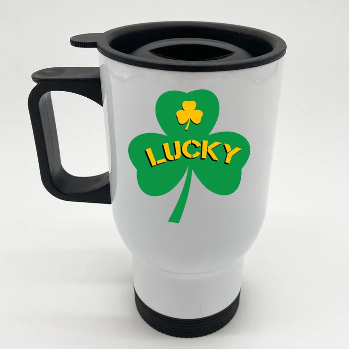 Lucky Shamrock St.Patrick's Day Front & Back Stainless Steel Travel Mug