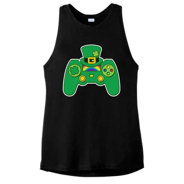 Lucky St Patrick's Day Video Game Controller Ladies Tri-Blend Wicking Tank