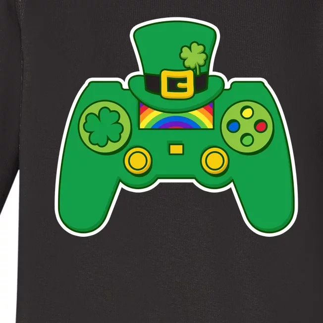 Lucky St Patrick's Day Video Game Controller Baby Long Sleeve Bodysuit