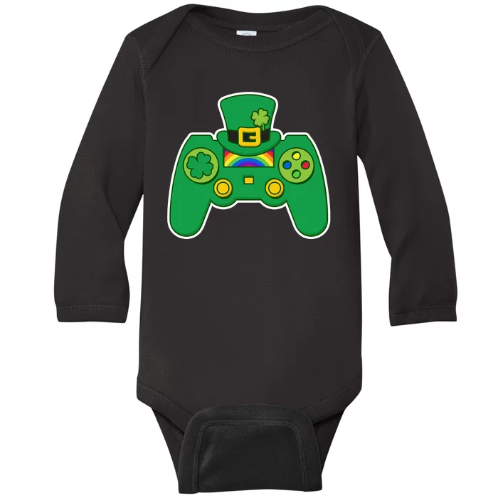 Lucky St Patrick's Day Video Game Controller Baby Long Sleeve Bodysuit