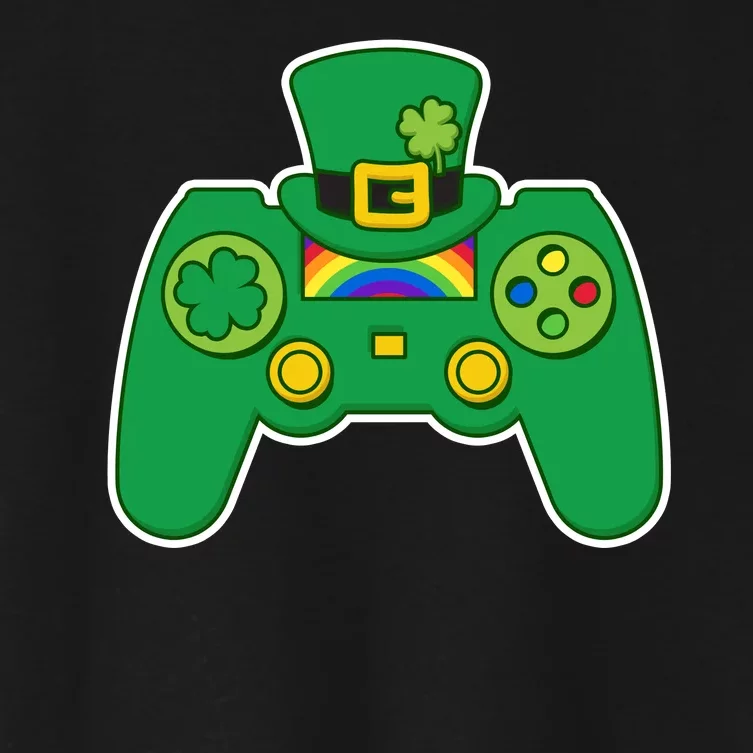 Lucky St Patrick's Day Video Game Controller Women's Crop Top Tee