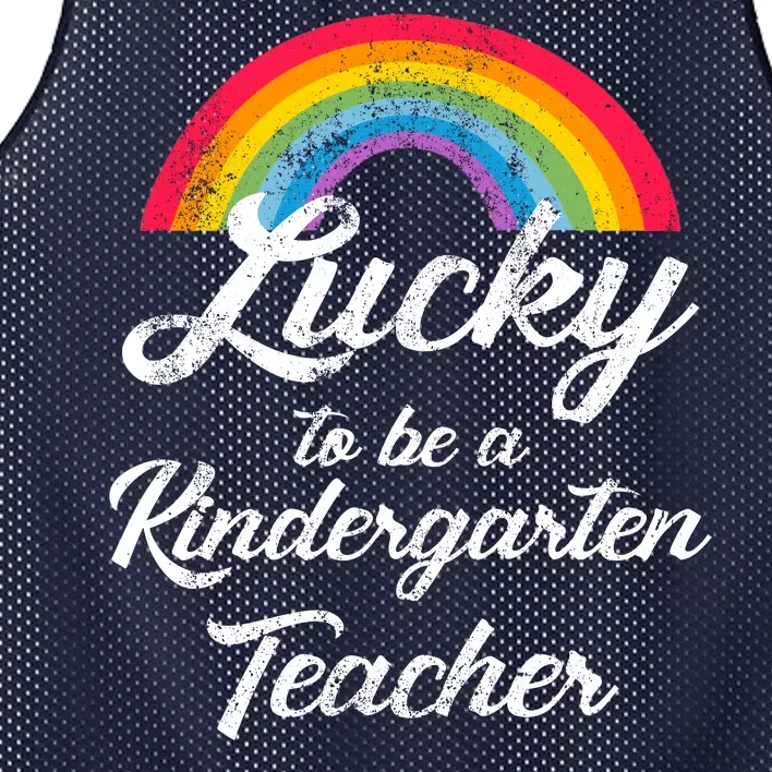 Lucky To Be A Kindergarten Teacher Cute Rainbow Mesh Reversible Basketball Jersey Tank