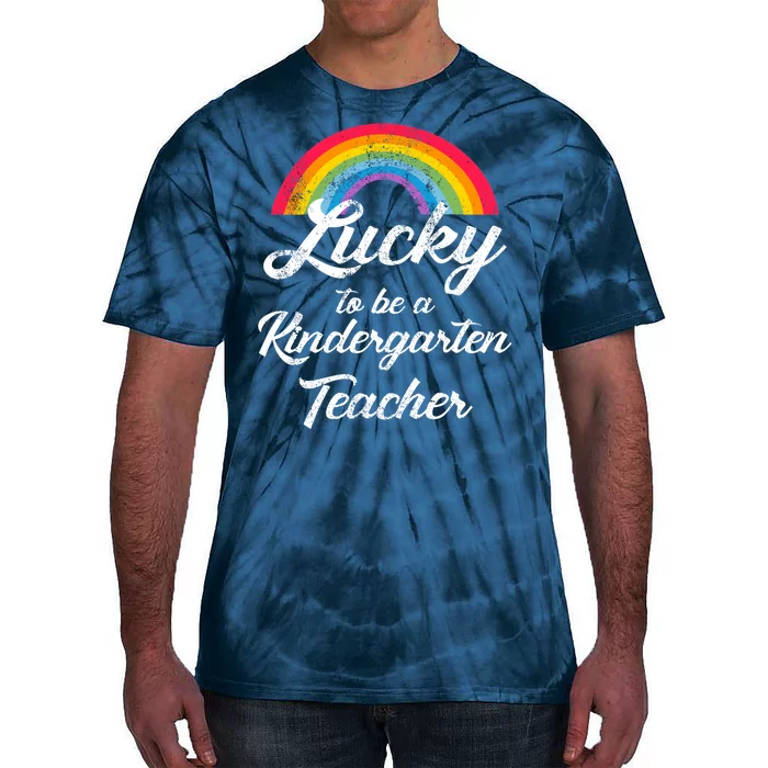 Lucky To Be A Kindergarten Teacher Cute Rainbow Tie-Dye T-Shirt