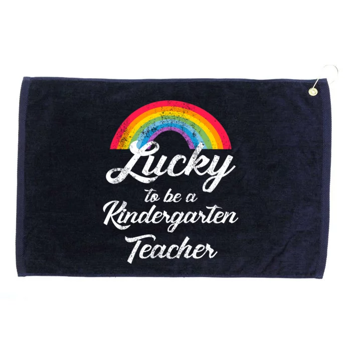 Lucky To Be A Kindergarten Teacher Cute Rainbow Grommeted Golf Towel