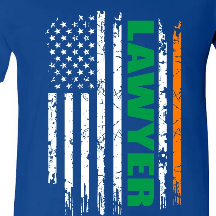 Lawyer Usa Flag Irish St Patrick Day Gift Cool Gift V-Neck T-Shirt