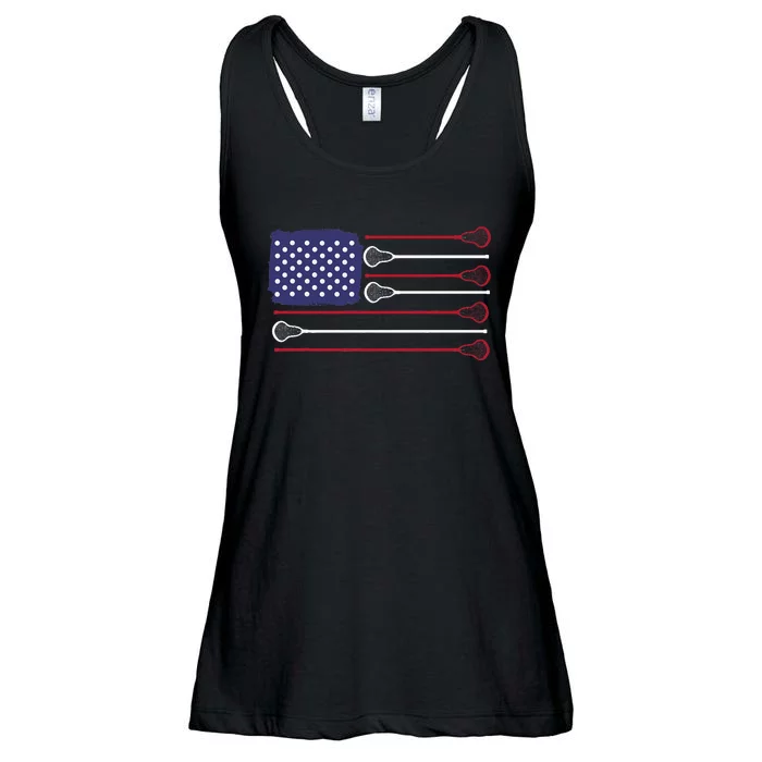 Lacrosse USA Flag Lacrosse Player Men Woman Kids Ladies Essential Flowy Tank