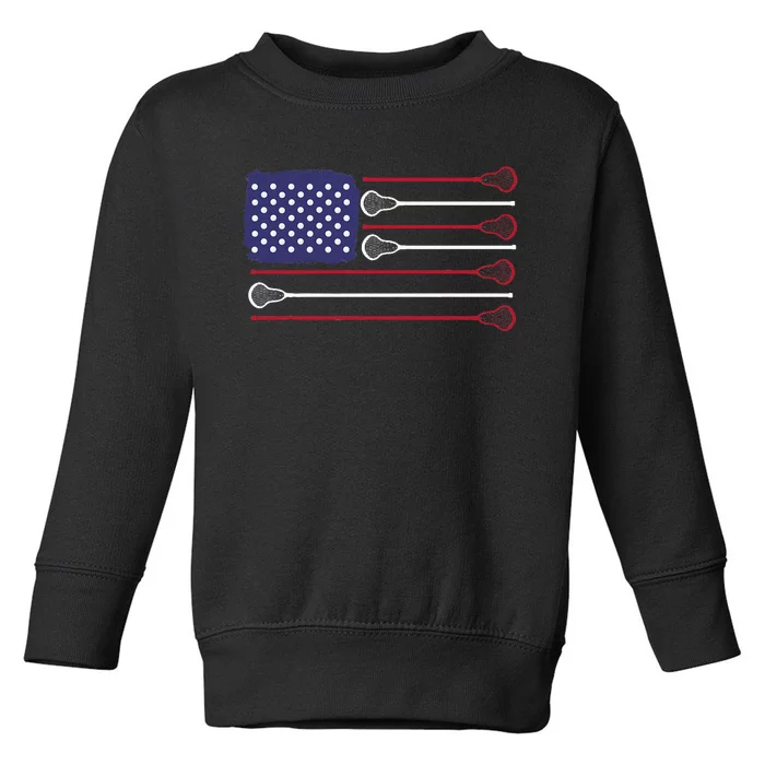 Lacrosse USA Flag Lacrosse Player Men Woman Kids Toddler Sweatshirt