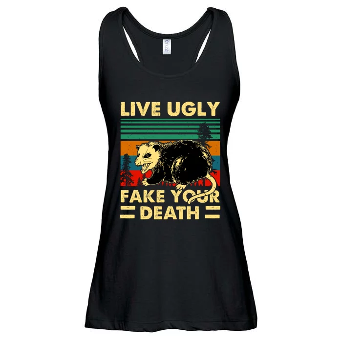 Live Ugly Fake Your Death Trash Opossum Ladies Essential Flowy Tank