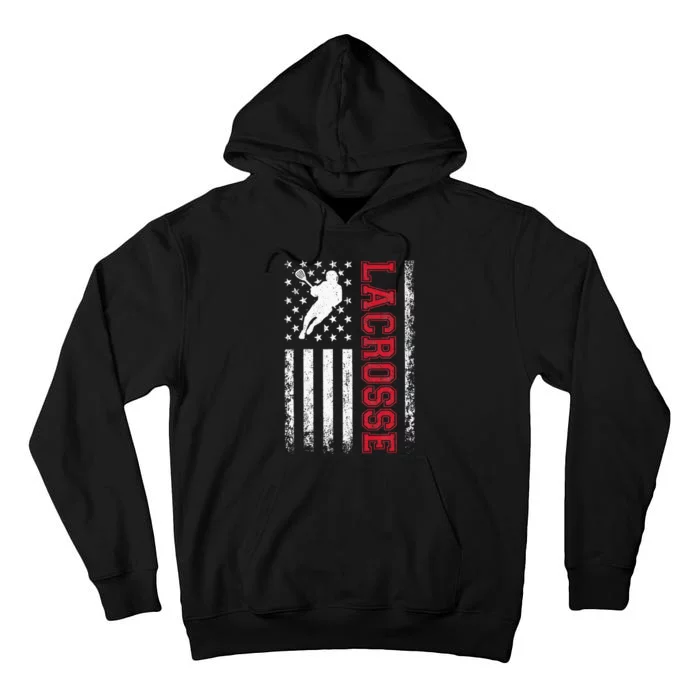 Lacrosse Usa Flag Lax Tall Hoodie