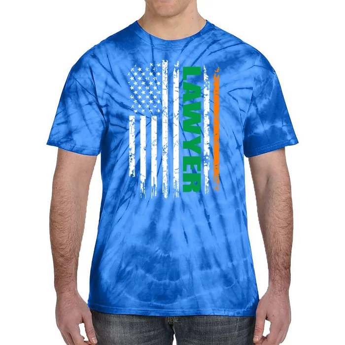 Lawyer Usa Flag Irish St Patrick Day Gift Tie-Dye T-Shirt