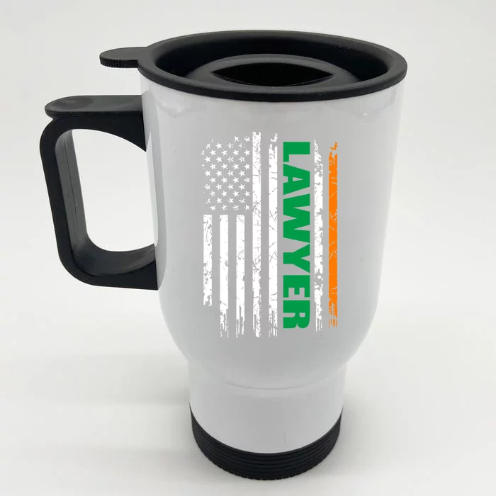 Lawyer Usa Flag Irish St Patrick Day Gift Front & Back Stainless Steel Travel Mug