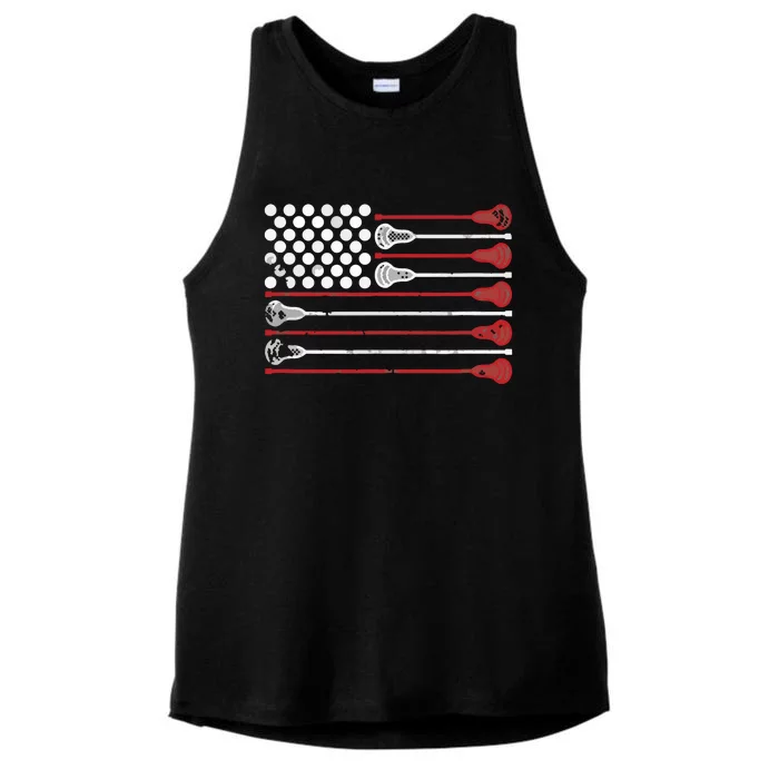 Lacrosse USA Flag Lax Ladies Tri-Blend Wicking Tank