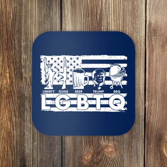 LGBTQ USA Flag Liberty Guns Beer Trump BBQ Coaster