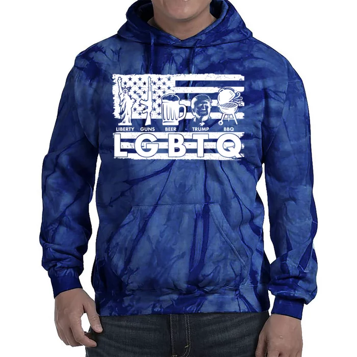 LGBTQ USA Flag Liberty Guns Beer Trump BBQ Tie Dye Hoodie