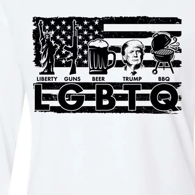 LGBTQ USA Flag Liberty Guns Beer Trump BBQ Womens Cotton Relaxed Long Sleeve T-Shirt