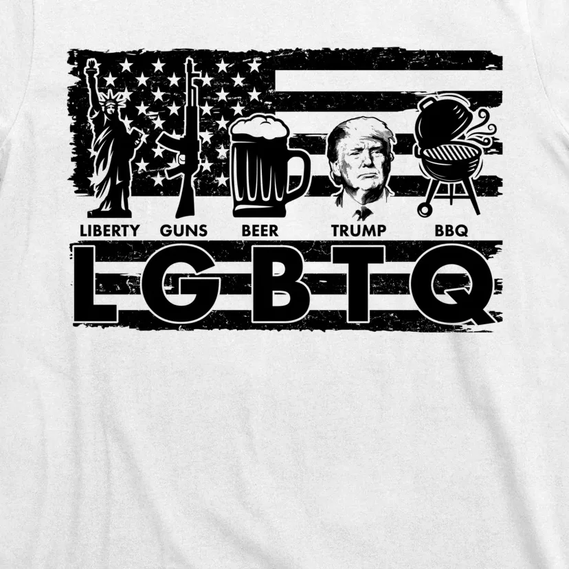 LGBTQ USA Flag Liberty Guns Beer Trump BBQ T-Shirt