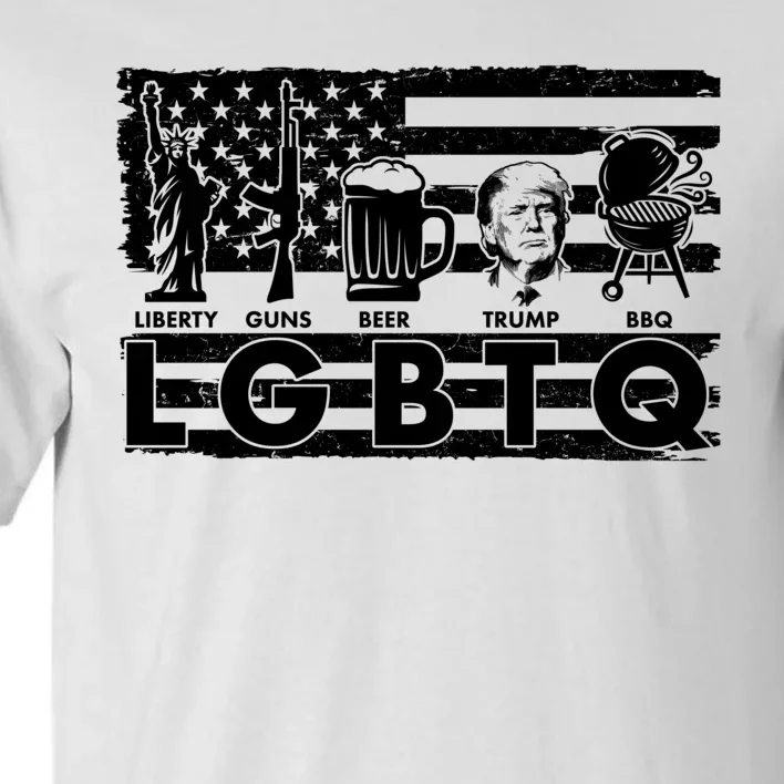 LGBTQ USA Flag Liberty Guns Beer Trump BBQ Tall T-Shirt