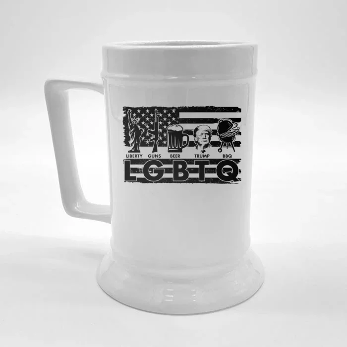 LGBTQ USA Flag Liberty Guns Beer Trump BBQ Front & Back Beer Stein