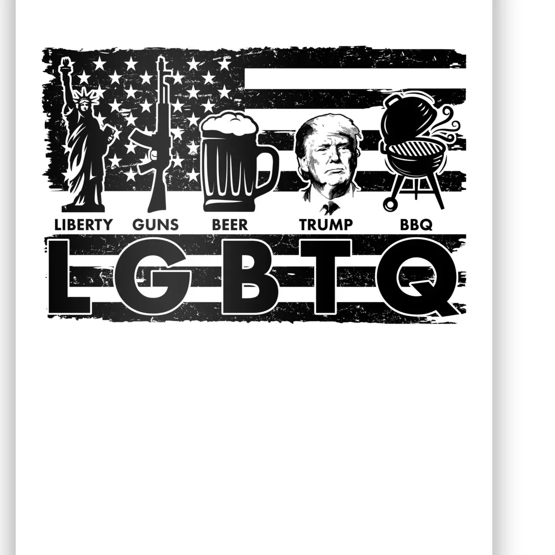 LGBTQ USA Flag Liberty Guns Beer Trump BBQ Poster