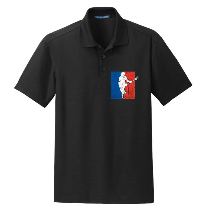 Lacrosse USA Flag Lacrosse Player Dry Zone Grid Performance Polo