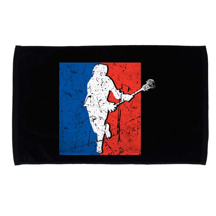 Lacrosse USA Flag Lacrosse Player Microfiber Hand Towel