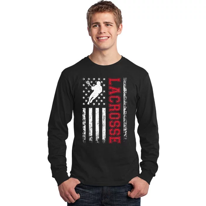 Lacrosse Usa Flag Lax Tall Long Sleeve T-Shirt