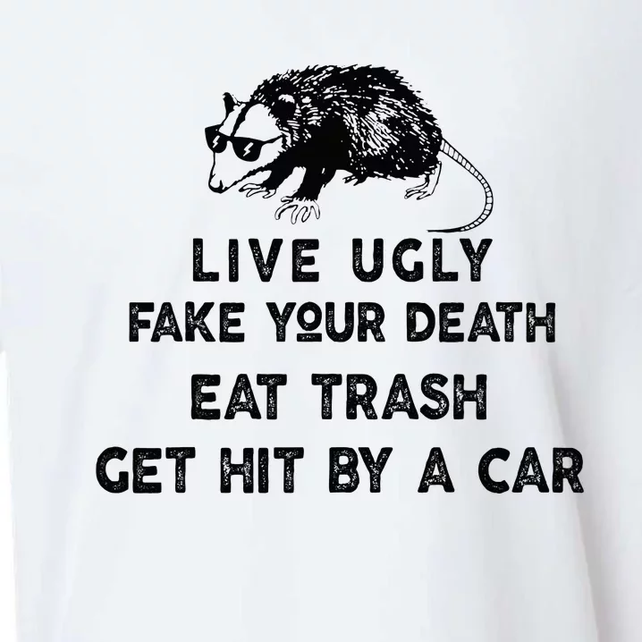 Live Ugly Fake Your Death Eat Trash Get Hit Sueded Cloud Jersey T-Shirt