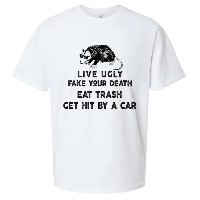 Live Ugly Fake Your Death Eat Trash Get Hit Sueded Cloud Jersey T-Shirt