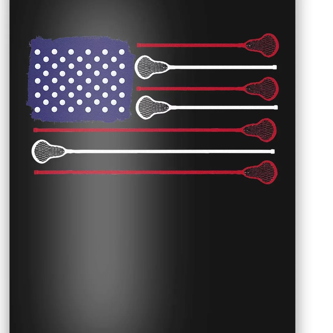 Lacrosse USA Flag Lacrosse Player Men Woman Kids Poster